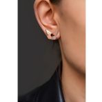 Papatya Silver 925 Ayar Gümüş Rose Kaplama Doğum Taşlı Kelebek Küpe (Bordo)