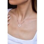 Papatya Silver 925 Ayar Gümüş Rose Kaplama Dorika Toplu Beyaz Simitli Kolye