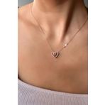 Papatya Silver 925 Ayar Gümüş Rose Kaplama Incili Dorika Toplu Aşkın Harfi M Kalp Kolye