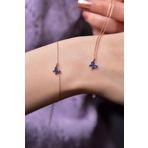 Papatya Silver 925 Ayar Gümüş Rose Kaplama Lacivert Zirkon Taşlı Mini Kelebek Kolye ve Bileklik Set