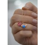 Papatya Silver 925 Ayar Gümüş Rose Kaplama Mineli T Harfli Opal Kuş Kolye