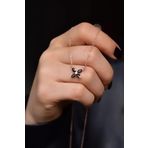 Papatya Silver 925 Ayar Gümüş Rose Kaplama Siyah Zirkon Taşlı Plumeria Kolye