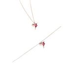 Papatya Silver 925 Ayar Gümüş Rose Kaplama Taşlı Kuş Kolye Bileklik Set