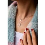Papatya Silver 925 Ayar Gümüş Rose Rodyum Kaplama Asansörlü Isimli Mineli Nazar Kalp Ve Şans Yonca Kolye