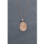 Papatya Silver 925 Ayar Gümüş Rose Rodyum Kaplama İncili Hilal Yıldız Kolye