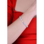 Papatya Silver 925 Ayar Gümüş Sıralı Yuvarlak Renkli Taşlı Bileklik