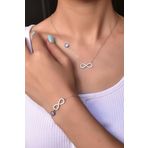 Papatya Silver 925 Ayar Gümüş Taşlı Nazarlı Sonsuzluk Kadın Kolye Bileklik Set