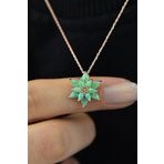 Papatya Silver 925 Ayar Gümüş Yeşil Opal Taşlı Yasemin Çiçeği Kolye