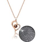 Papatya Silver 925 Ayar Gümüş Zirkon Kolye – 100 Dilde 'Seni Seviyorum' Yazılı, Rose Gold Kaplama Özel Tasarım Hediye