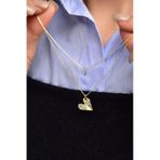 Papatya Silver 925 Ayar Mavi Tektaş Kristal Kalp Asansör Kadın Gümüş Kolye
