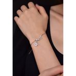 Papatya Silver 925 Ayar Rodyum Kaplama Dallı Sedef Manolya Çiçeği Gümüş Bileklik
