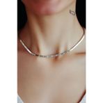 Papatya Silver 925 Ayar Rodyum Kaplama Desenli İtalyan Ezme Zincir Kadın Gümüş Kolye