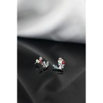 Papatya Silver 925 Ayar Rodyum Kaplama Mineli Papatya Damla Taşlı Tasarım Gümüş Küpe