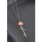 Papatya Silver 925 Ayar Rodyum Kaplama Özel Tasarım Mineli Doğum Mart Ayı Çiçeği İsim Kadın Gümüş Kolye