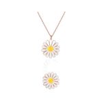 Papatya Silver 925 Ayar Rose Altın Mineli Gümüş Papatya Kolye Bileklik Set