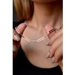 Papatya Silver 925 Ayar Rose Kaplama Ataç Zincir Gümüş Kolye