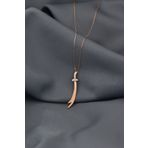 Papatya Silver 925 Ayar Rose Kaplama Dikey Taşlı Zülfikar Kılıç Gümüş Kolye