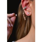 Papatya Silver 925 Ayar Rose Kaplama Ear Cuff Chain Snake Gümüş Küpe
