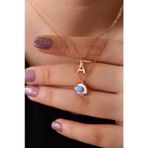 Papatya Silver 925 Ayar Rose Kaplama Harf ve Opal Taşlı Balık Asansör Kadın Gümüş Kolye