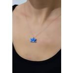 Papatya Silver 925 Ayar Rose Kaplama Lacivert Opal Taşlı Lotus Kadın Gümüş Kolye