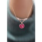 Papatya Silver 925 Ayar Rose Kaplama Mineli A Harfli Kalp Kanat Kadın Gümüş Kolye