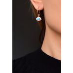 Papatya Silver 925 Ayar Rose Kaplama Opal Taşlı Balık Halka Kadın Gümüş Küpe