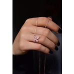 Papatya Silver 925 Ayar Rose Kaplama Pembe Zirkon Taşlı Plumeria Kadın Gümüş Kolye