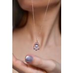 Papatya Silver 925 Ayar Rose Kaplama Renkli Taşlı Çember Mineli Nazar Göz Damla Gümüş Kolye