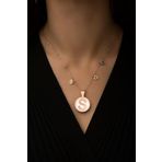Papatya Silver 925 Ayar Rose Kaplama Top Zincirli Tasarım Şans Parçalı Beyaz Zeminli S Harf Kadın Gümüş Kolye