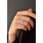 Papatya Silver 925 Ayar Rose Kaplama Zirkon Taşlı Kalpli Kralıçe Tacı Kadın Gümüş Kolye