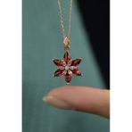 Papatya Silver 925 Ayar Rose Kaplma Tepelikli Kırmızı Lotus Kadın Gümüş Kolye