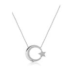 Papatya Silver Ayyıldız Figürlü Rodyum Kapalama Nano Zirkon Kolye