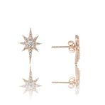 Papatya Silver Kutup Yıdızı Nano Zirkon Taşlı Rose Gold Kaplama 925 Ayar Gümüş Küpe