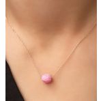 Papatya Silver Pembe Hareli Doğal Taş Kolye