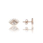 Papatya Silver Tek Taş Göz Rose Gold Kaplama 925 Ayar Gümüş Küpe