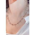 Papatya Silver UVPS100064 Özel Üretim Rose Altın Kaplama 925 Ayar Yıldız Pullu Renk Cümbüşü Nano Zirkon Sıra Gümüş Kolye