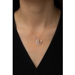 Papatya Silver UVPS100488 Baget Taşlı Ay Yıldız Bayrak Rose Gold Kaplama 925 Ayar Gümüş Kolye