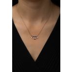 Papatya Silver UVPS100493 Satürn Kuşaklı Kalp Ay Yıldız Bayrak Rose Gold Kaplama Uvps100493 925 Ayar Gümüş Kolye