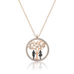 Papatya Silver UVPS100506 Hayat Ağacı Sevgili Aşk Rose Gold Kaplama 925 Ayar Gümüş Kolye