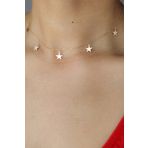 Papatya Silver UVPS100637 Rose Altın Kaplama Sıralı Yıldız 925 Ayar Gümüş Kolye