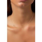 Papatya Silver UVPS100657M M Harfi Asimetrik Zincir Rose Altın Kaplama 925 Ayar Gümüş Kolye