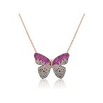 Papatya Silver UVPS100825 Pembe Zirkon Taşlı Kelebek 925 Ayar Gümüş Kolye