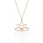 Papatya Silver UVPS100909 Rose Altın Kaplama Lotus Çiçeği 925 Ayar Gümüş Kolye