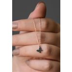 Papatya Silver UVPS100924 Mini Siyah Taşlı Kelebek 925 Ayar Gümüş Kolye