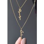 Papatya Silver UVPS101043 Gold Kaplama Asansörlü İki İsim 925 Ayar Gümüş Kolye