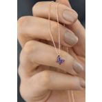 Papatya Silver UVPS101372 Ametist Taşlı Mini Kelebek 925 Ayar Gümüş Kolye