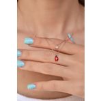 Papatya Silver UVPS101986 Rose Kaplama Tektaş Uğur Böceği Asansörlü 925 Ayar Gümüş Kolye