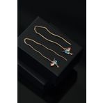 Papatya Silver UVPS301067 925 Ayar Rose Kaplama Zincirli Telli Taşlı Sallantılı Kuş Gümüş Küpe
