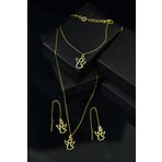 Papatya Silver UVPS600041 Altın Kaplama Melek Küpe Bileklik Set 925 Ayar Gümüş Kolye