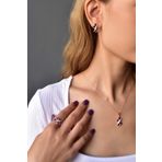 Papatya Silver UVPS600072 Rose Kaplama Renkli Baget Taşlı Küpe Yüzük Set 925 Ayar Gümüş Kolye